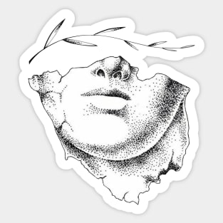 Statue with laurel eyes - Drawing - B&W Sticker